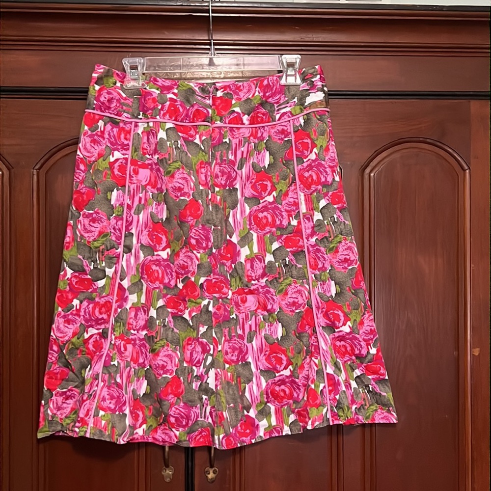 NOTATIONS A Line Side Zipper Multiple Color Roses Size Medium - Picture 4 of 11